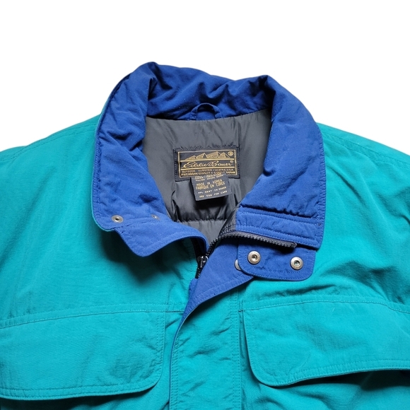 Eddie Bauer Vintage Teal/Blue Goose Down Fill Puffer Winter Coat, Men Size L - Picture 3 of 11